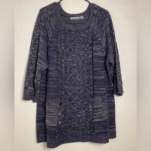 Jason Maxwell Cable Knit Pullover Sweater Women's Size 3X Purple Cozy Stretch